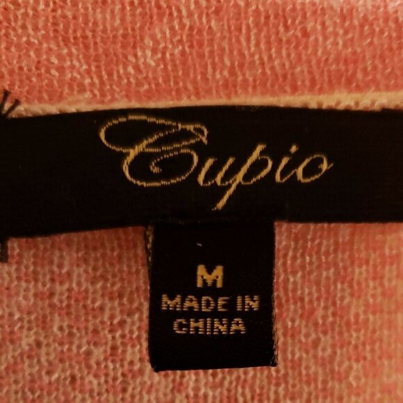 Cupio Women’s Pink Cream White Open Front Thin Soft Cardigan Medium - Picture 4 of 6